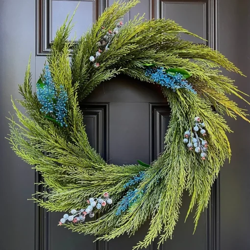 Faux Holiday Wreath - Blueberry Greenery Wreath