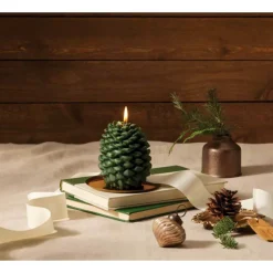 Frasier Fir Pinecone-Shaped Candle with Tray