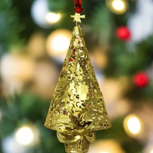 Three-Dimensional Brass Christmas Tree Ornament