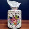 Tobacco Leaf Porcelain Tissue Box Cover Jar