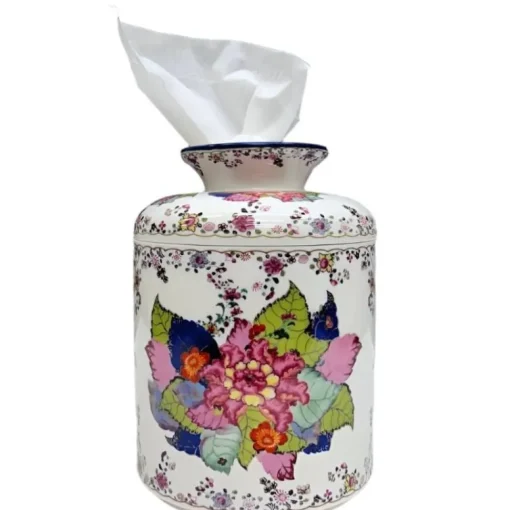 Tobacco Leaf Porcelain Tissue Box Cover Jar