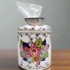 Tobacco Leaf Porcelain Tissue Box Cover Jar