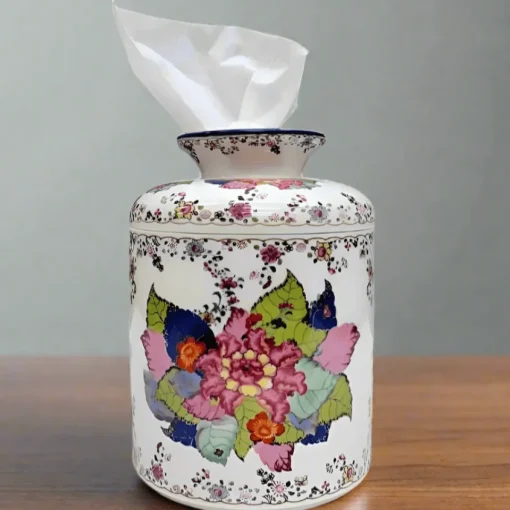 Tobacco Leaf Porcelain Tissue Box Cover Jar