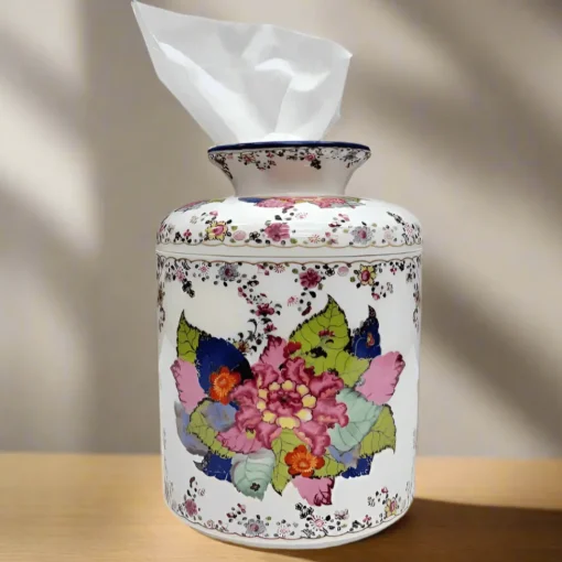 Tobacco Leaf Porcelain Tissue Box Cover Jar